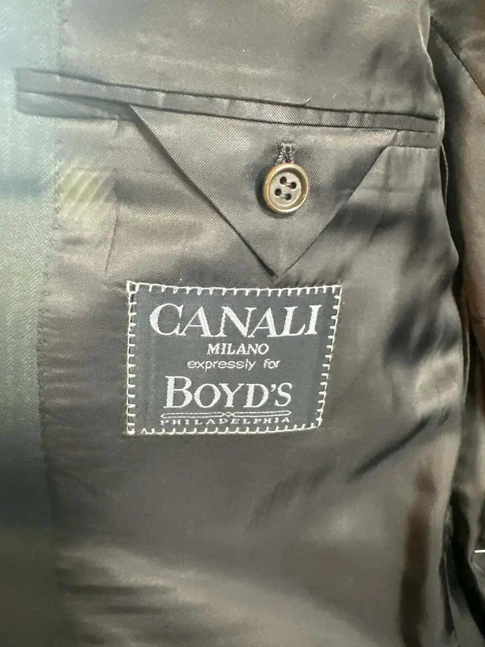 Vintage Canali Milano 2-Piece Suit Pinstripe Wool  Green